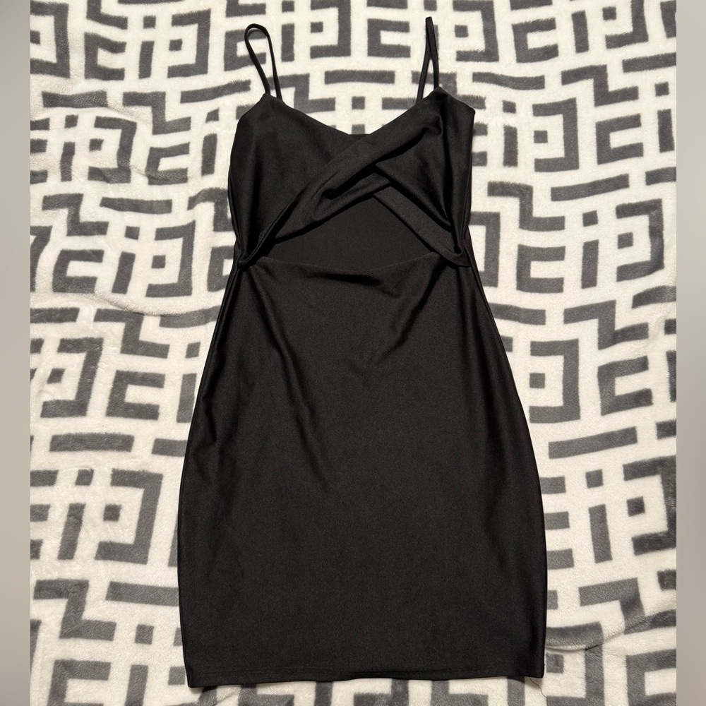 Attirance Cut Out Black Mini Dress w/ Twist Front